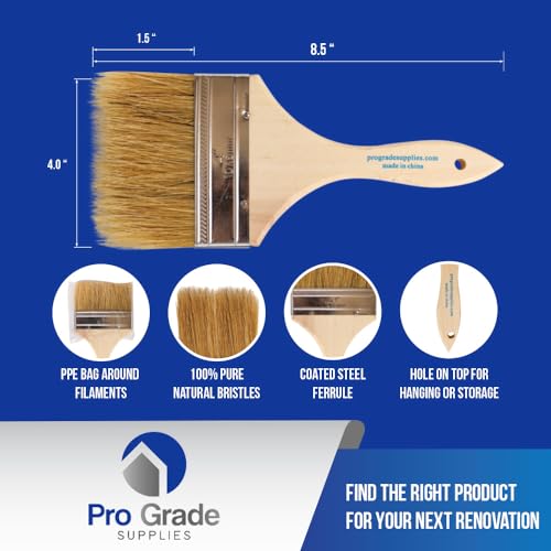Pro Grade 4" Chip Brushes, Disposable Paint Brushes, for Sealers, 24 Pack