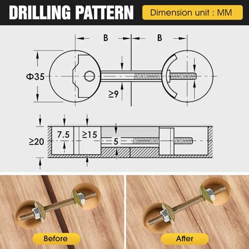 10 PCS Dolenor Countertop Joint Connectors,Counter Top Fasteners Bolt,Butcher Block Fasteners Draw Bolts,Miter Bolts Connector Hardware for Bed Frame|Furniture|Table