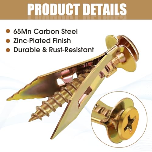 100Pcs Metal Wall Anchors for Drywall, Sheetrock Expansion Anchors & Screws