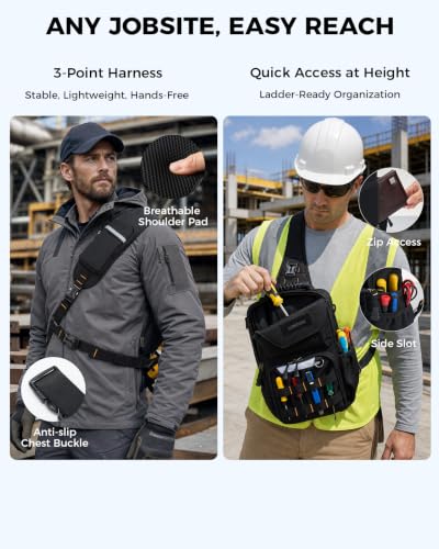 Electrician Tool Chest Bag, Tactical HVAC 3-Point Harness Black - color: Black