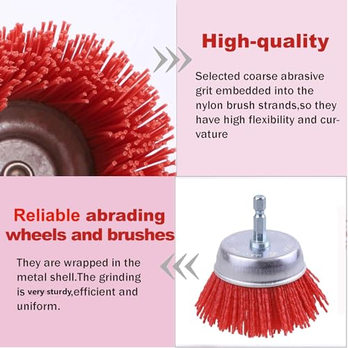 Rocaris 9 Pack Nylon Filament Abrasive Wire Brush Wheel & Cup Brush Set