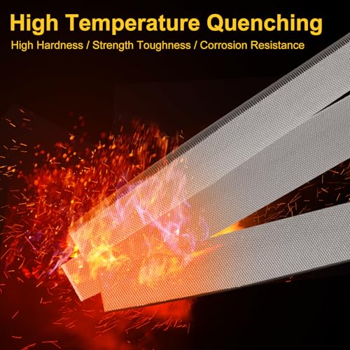 8“ Flat Hand Metal File, 10pcs, length 12”, Ergonomic Rubberized Handle, Uniform Teeth, Strength High Carbon Steel, Perfect for Long Time Use for Trimming, Sharping Metal, Stone, Wood, etc.