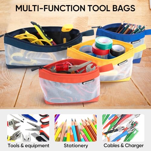 TICONN Tool Pouch, 1680D Oxford Small Tool Bag, Tool Pouches with Zipper, Clear Utility Bag Zipper Pouch for Tool Organizers and Storage (9PK Combo) - size: Clear, 9 Pack Combo