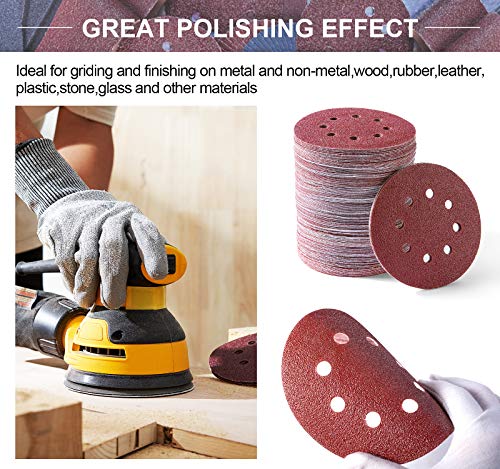 S SATC 150 PCS Sanding Disc 60 80 100 120 150 180 240 320 400 600 Grit Sanding Discs 5 Inch 8 Hole Hook and Loop Sanding Discs for Random Orbital Sander - style: 150PCS 5 Inch Assort Grit