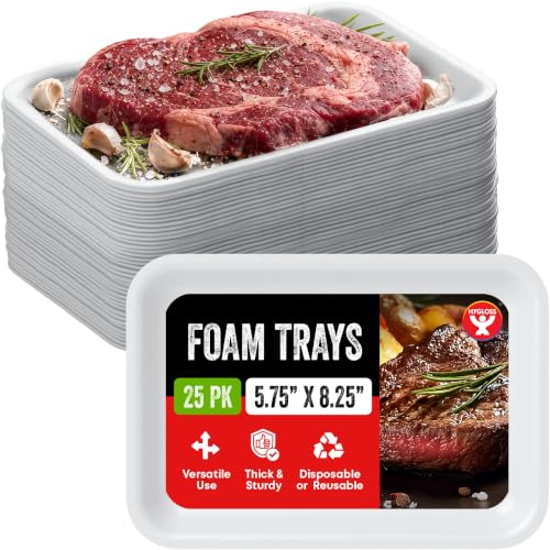 Hygloss White Foam Trays for Food & Crafts, 5.75 x 8.25 Inch, Pack of 25 - color: White, size: 5.75 x 8.25-Inch, style: 25 Pieces