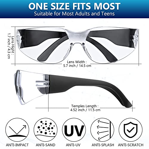 Yunsailing 96 Pairs Clear Safety Glasses Bulk Adult Safety Goggles Unisex Eye Protection Glasses Impact Resistant Protective Eyewear