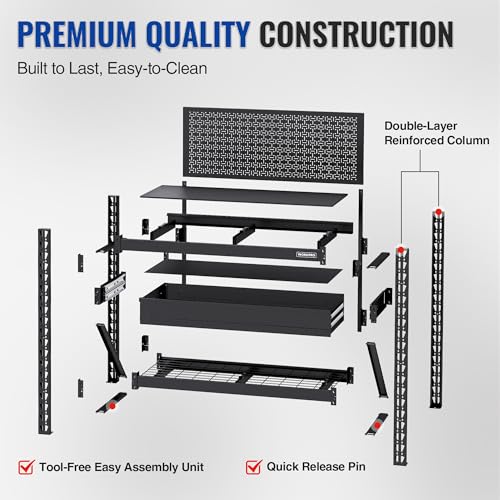 WORKPRO 50" Heavy Duty Workbench with Pegboard & Drawer - size: 50 inch