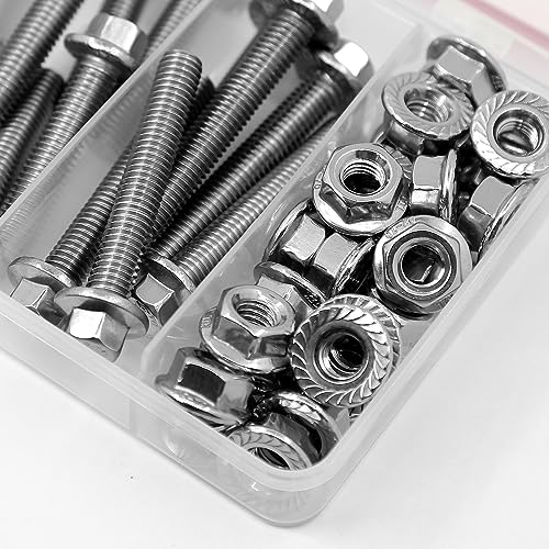 56PCS M8 Stainless Steel 304 Flanged Hex Head Bolts and Nuts kit 20mm 30mm 40mm 50mm - color: 56PCS M8 Bolts and Nuts Kit