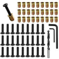1/4"-20 Threaded Insert Nuts 28 Sets for Wood – Furniture Hardware Kit with Hex Drive Bolts, Pilot Drill Bit + Wrenches – for DIY Furniture Assembly, Bed Frame Repair, Cabinet Building - size: 28 PCS 1/4"-20