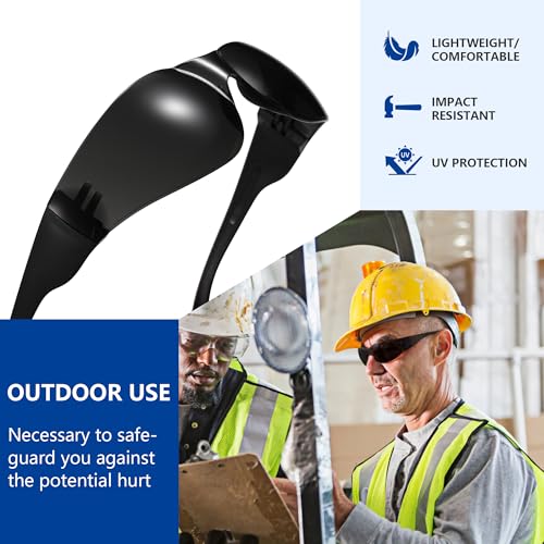Tinted Safety Glasses Bulk, 24 Pack, Protective Shaded Safety Goggles, UV Protection Sunglasses, Scratch & Impact Resistant Dark Smoke Lense | Perfect for Construction, Shooting, Lab Work - color: 24pk-black Tinted