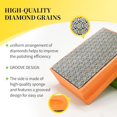 Diamond Hand Polishing Pads,Diamond Sanding Pads 60 Grit 1pcs - color: Rose red