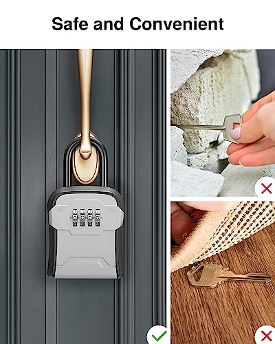 Puroma Key Lock Box for House Keys Combination Lockbox with Code, 1 Gray - color: Gray