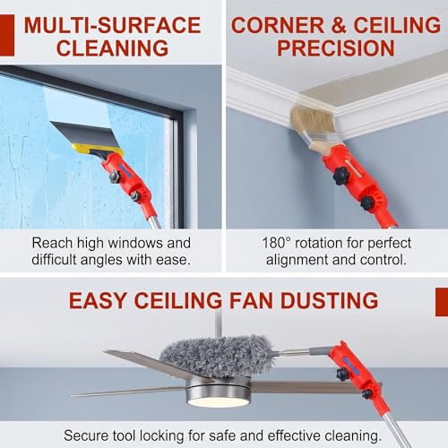 Paint Brush Extender,Paint Brush Extension Pole,Extension Extension Pole Attachments,Paint Edger Tool for High Ceilings,Paint Extension Pole,Rotating Brush Heads,Wall Edges and Corners