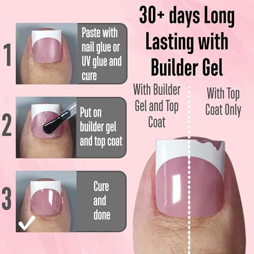 NOVO OVO French Tip Toe Nail Tips Press on, Sharp Square Pre-Designed Soft Gel False Toenail Extension, BERRY PINK Pre-applied Tip Primer & Base Coat, Full Cover Acrylic for DIY x 15 Sizes 240 pcs - color: Sharp Square French Tip Berry Pink
