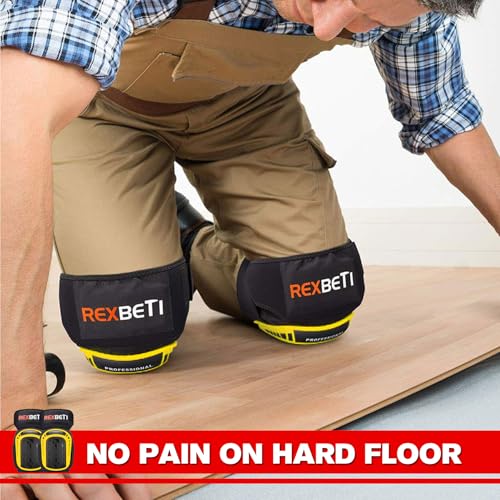 REXBETI Knee Pads for Men, Anti-slip Construction Gel Knee Pads for Work - color: Yellow