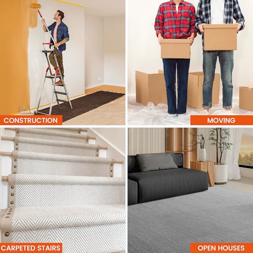 TAPEBEAR Carpet Protection Film 24" x 200' Carpet Cover 400 Sq.Ft | Self Adhesive Plastic Carpet Protector, Clean Removal, Clear Surface Protective Film for Painting, Moving, Open Houses