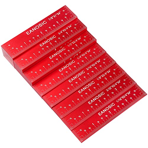 EANOSIC Setup Blocks Height Gauge Set, 8pcs Precision Aluminum Setup Bars for Router and Table Saw Accessories Woodworking Set Up, Bars Include Laser Engraved Size Markings (Extra Long 4 Inch) - style: 8 Pcs-INCH