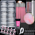FANDAMEI Nail Art Kit, Nail Design Tools kit with Nail Brushes, Dotting tool, Mixing Palette, Nail Stand. Fake Nail Kits with Almond Gel Nail Tips, Nail Glue, Adhesive Tabs, Nail File. Manicure Set
