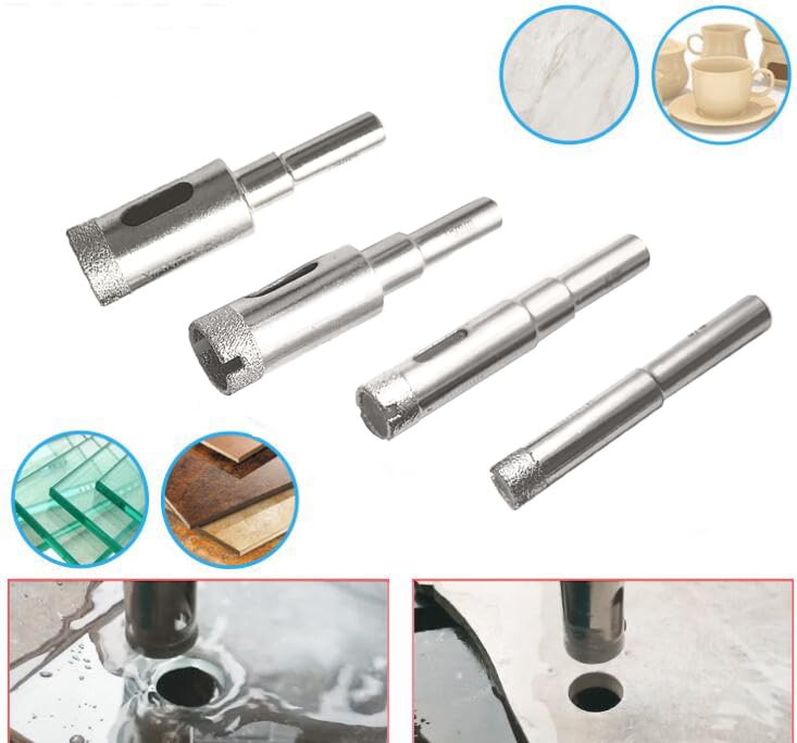 Dry Diamond Drill Bits for Glass, 1/4"~11/16" Diamond Hole Saw Drill Bit | 7PCS Glass Drill Bits for Ceramic Bottles, Pots, Marble, Tile, Stone - size: 1/4"-11/16"