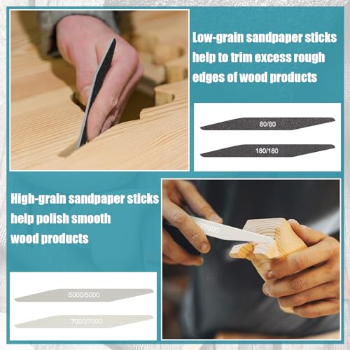 Honoson 20 Pcs Sanding Sticks Model, Low Grits Rating, Double Angle Shape - style: Double Angle Shape