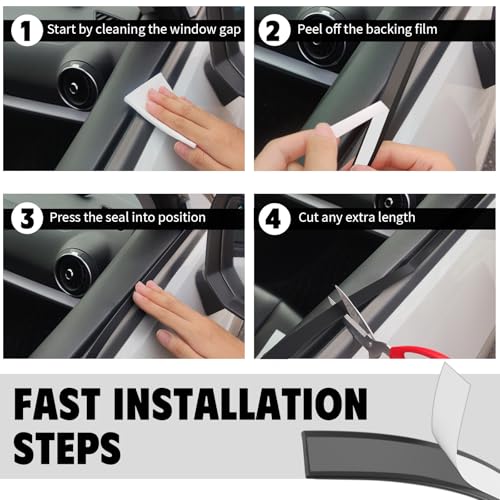 13.12Ft Car Window Seal Strip,Self Adhesive Car Window Weather Stripping Provides Reliable Sealing,Soft & Cuttable Cars Windows Trim Seal Strip for Vehicle Windows Edges