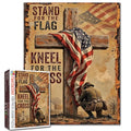 America Flag Jigsaw Puzzles 1000 Pieces for Adults, Families(Cross,Soldier，Christianity,Patriotic National Flag) Pieces Fit Together Perfectly 19.7''x27.6''inch Frameable Rustic Puzzle Art - color: American Flag-21