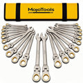 23-Piece Metric Wrench Set, 8-24mm Flex-Head Ratcheting Combination Wrenches with 9 Allen Keys, 72-Tooth CR-V Steel, Organizer Bag