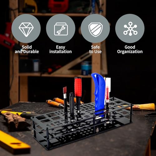 Screwdriver Storage Rack 63-Holes Acrylic Tool Stand Black