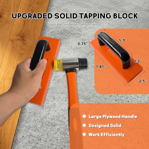 Laminate Flooring Tools, 65-Piece Wood Flooring Installation Kit with Double-Faced Rubber Mallet, 10” Contour Gauge, Tapping Block with Handle, 60-Piece Flooring Spacers, Pull Bar, Tape Measure