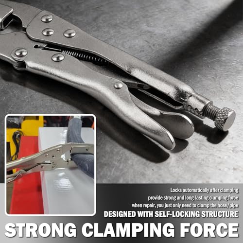 10 Inch Radiator Hose Clamp Pliers Heavy Duty,Self-Locking Hose Pinch off Pliers with Rotatable Jaws,Professional Hoses Clamp Tool for Radiator Tubes,Hoses,Vacuum Tubes