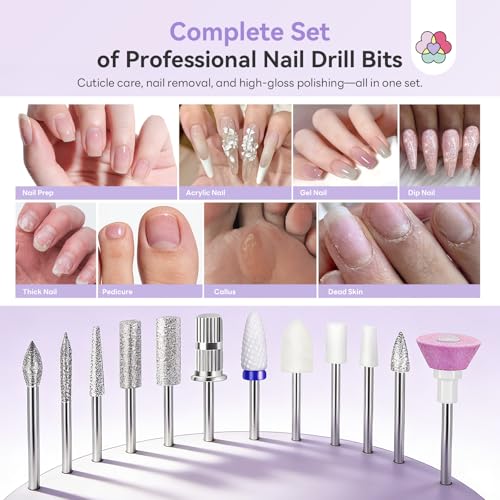 SAVILAND Nail Drill Professional 40000RPM 30S Fast Removal for Acrylic Nail - color: Purple