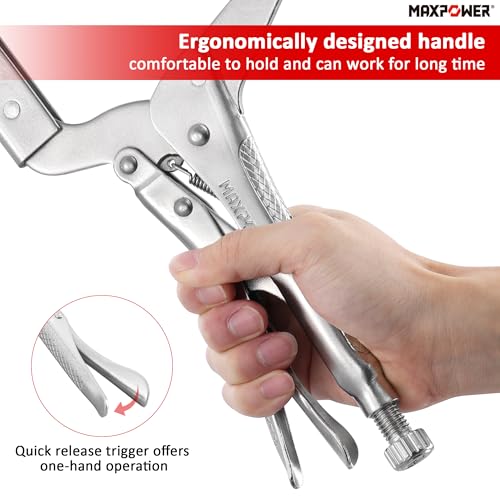 MAXPOWER 18-inch C Clamp Locking Pliers, Locking C Clamp with Regular Tips, MAX Jaw Capacity Up to 6.5" - size: 18"