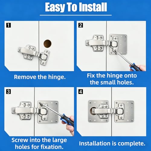 8PCS Thickened Hinge Repair Plate,Repairing Cabinet Doors with Loose Hinges