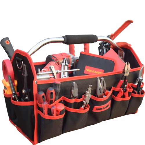 TOOLEAGUE 19 Inches Heavy Duty Tool Bag 25 Pockets,1680D Fabric Tool Bags