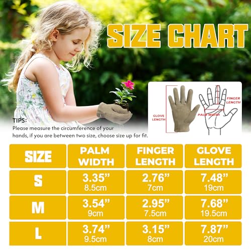 HANDLANDY Kids Leather Gardening Gloves, Kid Work Gloves, Khaki, S - color: Khaki (1 Pair), size: Small (Age 2-4)