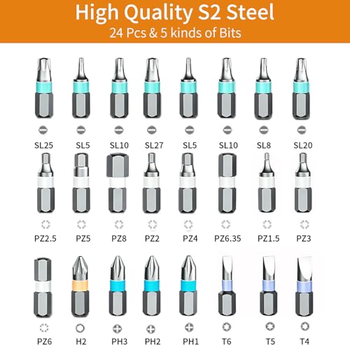 2026 New Tools 24 in 1 Magnetic Ratchet Screwdriver Set, Multi Bit DIY Magnetic Screwdriver Set with Detachable Ratchet Handle, Portable Precision Repair Tool Kit for Furniture, Electronics, Bicycle - size: 24 in 1