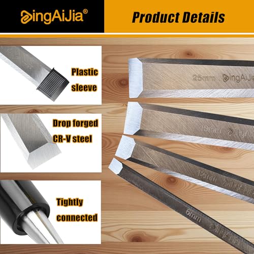 4 Pcs Wood Chisel Set for Woodworking (1/4", 1/2", 3/4", 1")