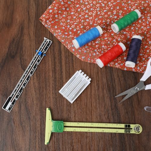 Sewing Gauge Measuring Tool Set 5-in-1 Sliding Gauge Sewing Ruler Tool, Seam Gauge for Sewing Fabric Quilting Ruler Hem Gauge with Sliding Marker for Knitting Crafting Beginner Supplies