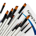 Falling in Art 12 PCS Professional Angled Paint Brushes Set - size: 12 Pcs Angled Nylon