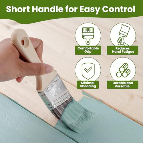 Paint Brushes, 2 Inch, Angled Brushes with Short Handle, 3 Pack | Shortcut Paintbrush for Paints and Stains, Small Paint Brushes for Walls, Furniture, Cabinets and Home Improvement - size: 2 Inch Angled, 3 Pack