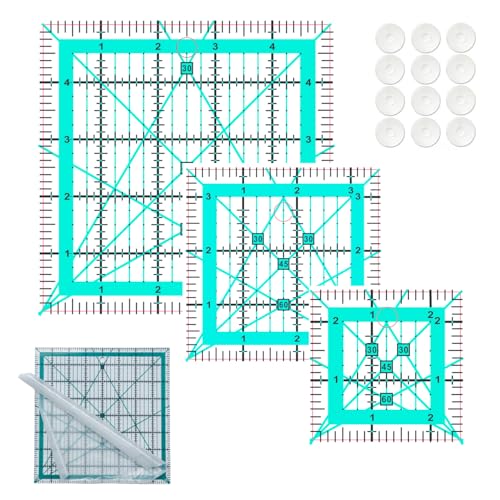 Quilting Rulers,3 Square Quilting Ruler(2.5",3.5", 5") - color: Lake Blue