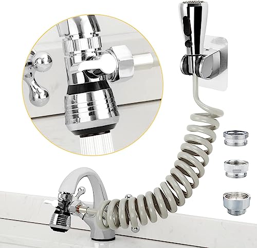CECEFIN Kitchen Sink Sprayer Hose Attachment for Faucet, 79" Recoil Hose - color: F- Grey- ON/OFF Pause Sprayer