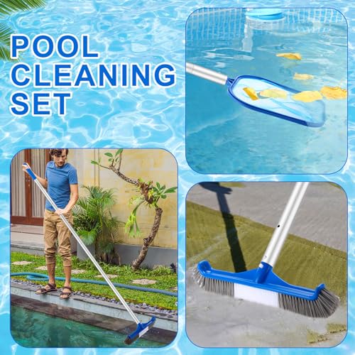 Potchen 3 Pcs Pool Cleaning Kit with Hand Skimmer Net, 17.5" Brush - style: 17.5" Brush