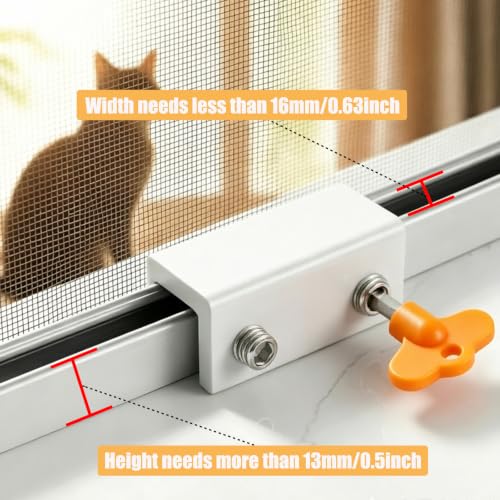 4 Sets Sliding Window Locks, Sliding Door Lock with Keys, White - color: White