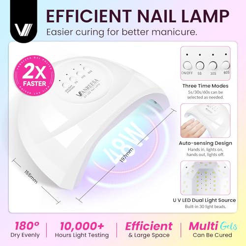 VANREESA Gel Nail Polish Kit with U V Light 53 Pcs Gel Polish Nail Set 36 Sweet Colors Nail Polish Set with Base Coat and 4 Effects Top Coat Manicure Tools Complete Nail Kit Gifts for Women Girls - color: Sweet Juice