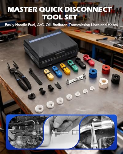 OMT 26pc Fuel Line Disconnect Tool Set With Fuel And AC Disconnect Pliers - color: Black