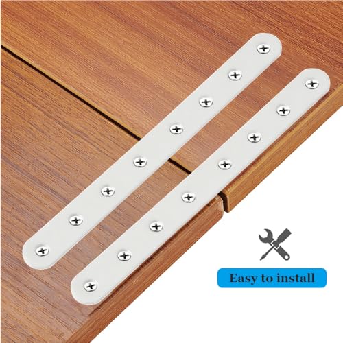 4 Pcs White Flat Straight Braces Stainless Steel Straight Brackets 10 x 0.78 inch Metal Mending Plate for Wood, Heavy Duty Repair Joining Bracket, with Screws