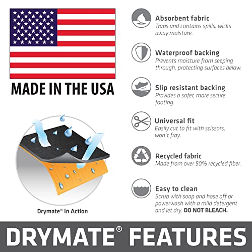 Drymate Garage Floor Mat, (17' x 7'4"), Protects Surfaces, Transforms Garage, Absorbent, Waterproof, Durable (USA Made) (Charcoal) (Includes Double Sided Tape) - size: 7'4" x 17' (Rectangular)