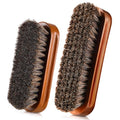 2 Pcs Horsehair Shine Shoes Brush Kit Polish Dauber Applicators Cleaning Leather Shoes Boots Care Brushes Suede Cleaner Brush(Brown Concaved Brush) - style: Brown Concaved Brush