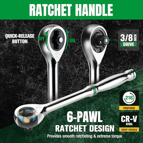 SK 3/8" Drive Socket Set with 216-P Ratchet, 41-Piece, SAE & Metric Sockets - size: 3/8" Drive